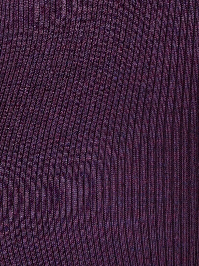 Pull col montant  50% laine mérinos  uni et rayé   Damart   Violet foncé