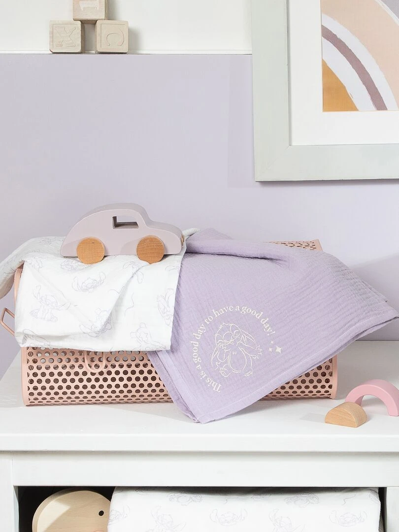 Lot de 2 langes 'Stitch' Violet/blanc