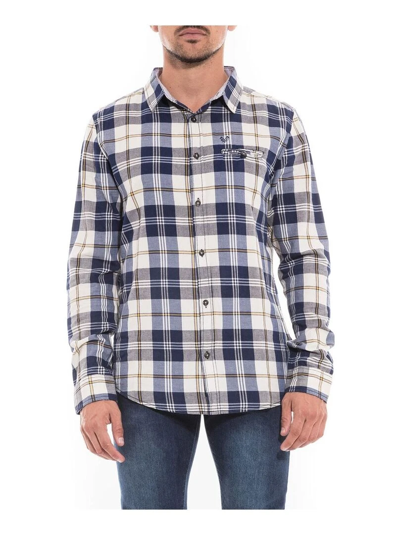 Chemise manches longues carreaux TUDINOX Bleu marine