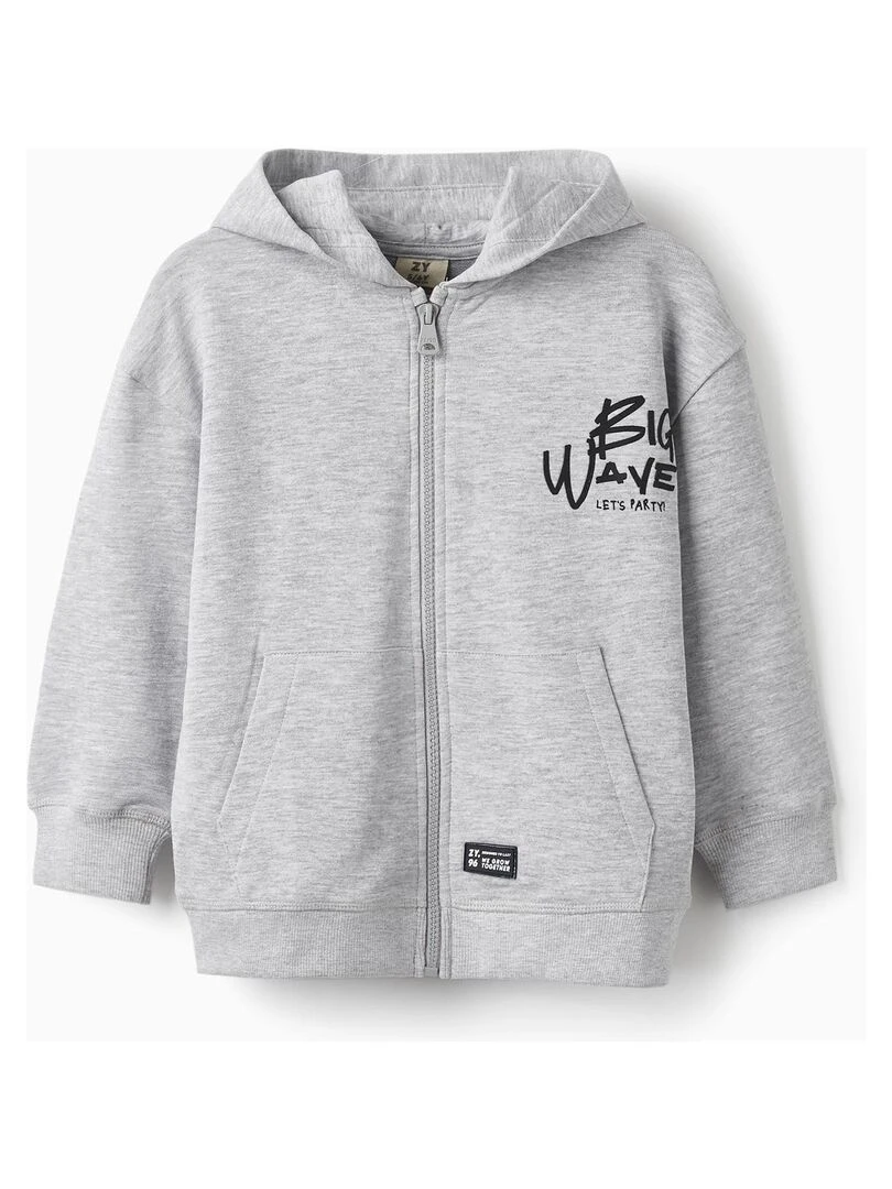 Manteau avec Fermeture Éclair et Capuche pour Garçon NO DRAMA IN THE BAHAMAS Gris clair