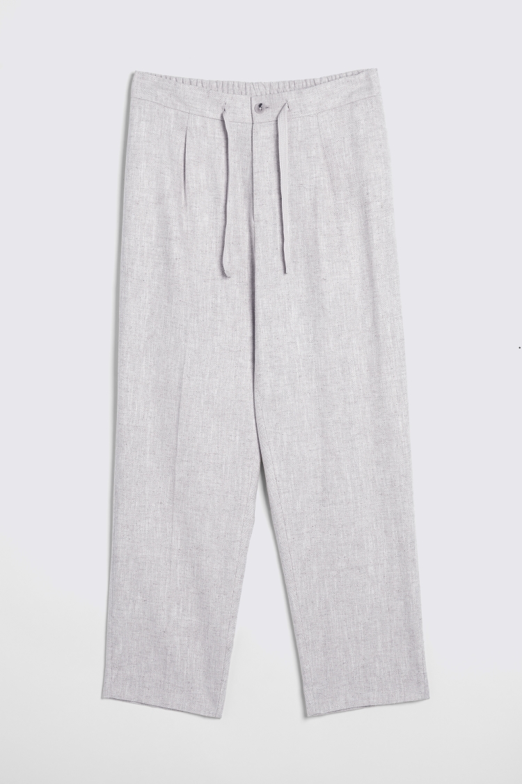 Ecru Herringbone Beach Trousers    Buy Online at Moss