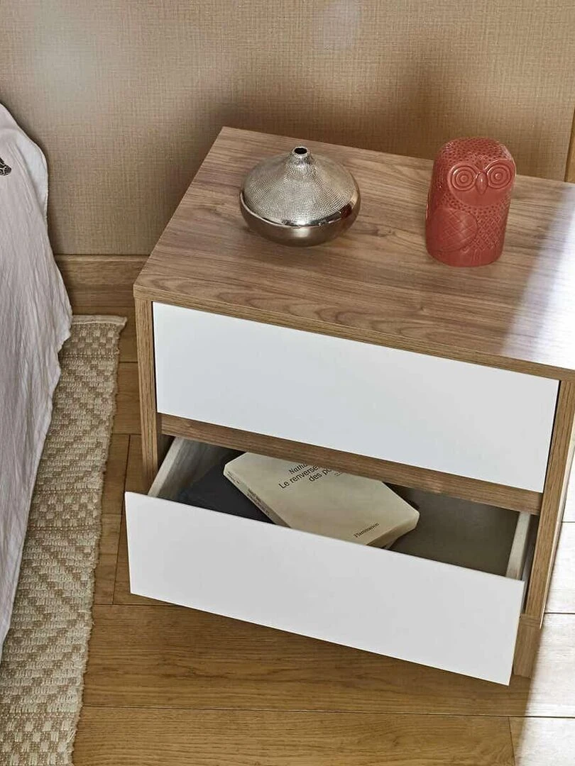 Chevet 2 tiroirs Kira   AKITEN RETAIL   Marron chocolat