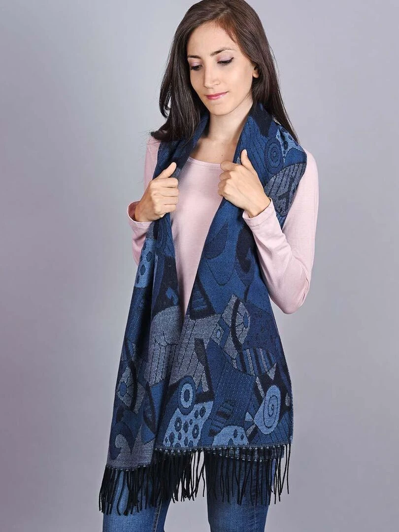 Châle Betsy Fabriqué en France Bleu marine