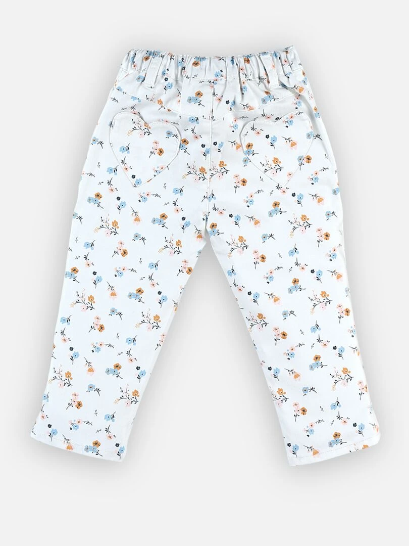 Pantalon 3/4 en twill fleuri    Noukie's   Blanc