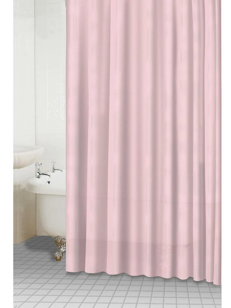 Rideau de douche uni aspect tissu Rose clair