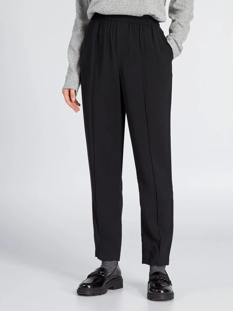 Pantalon regular en twill type jogging noir