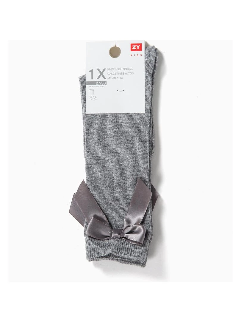 Chaussettes Hautes Fille avec Nœud ESSENTIALS LINE Gris