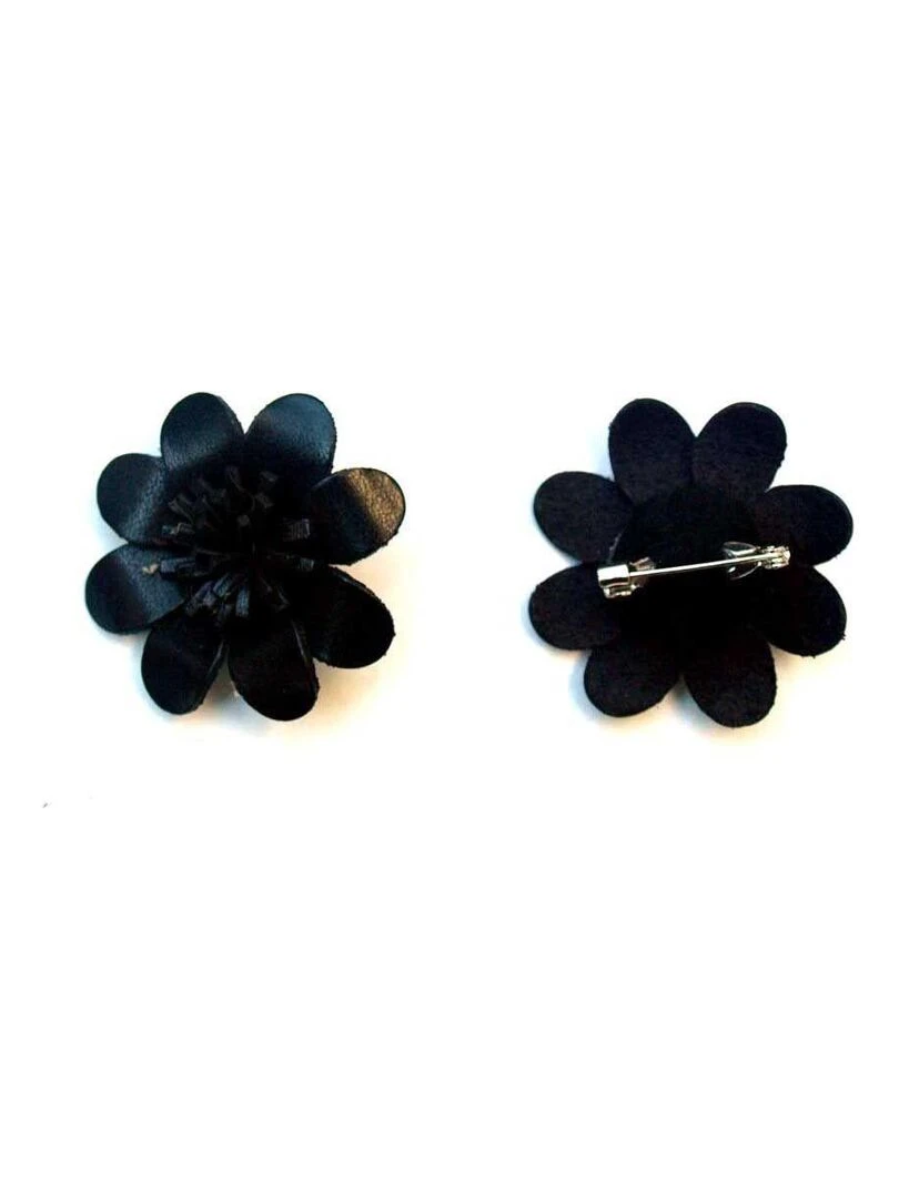 Broche cuir forme fleur  Bijoucolor   Noir