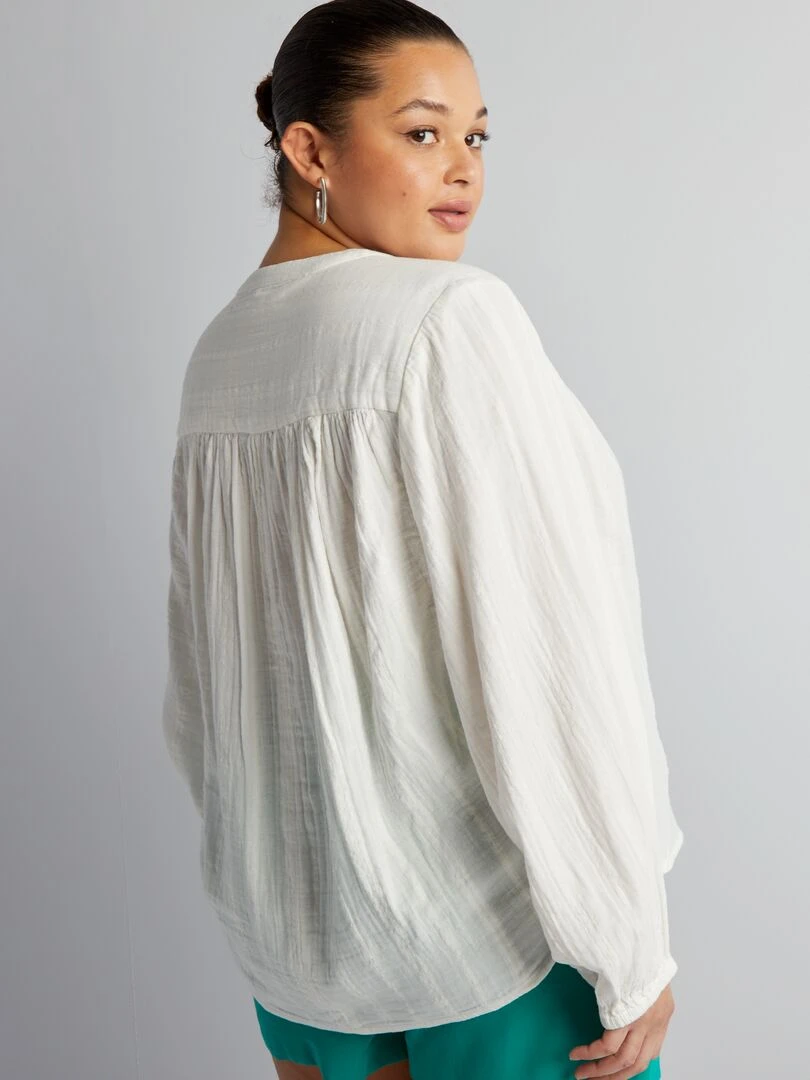 Chemisier en double gaze de coton   Blanc