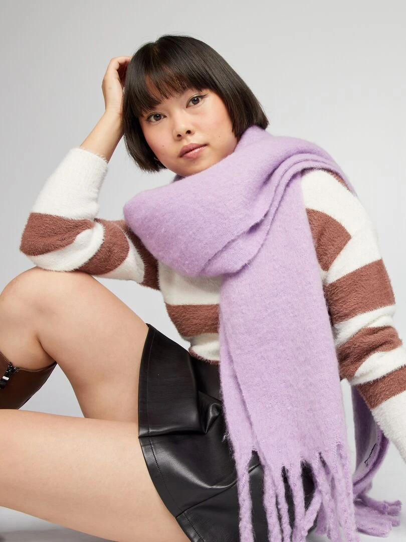 Echarpe plaid avec frange Lilas
