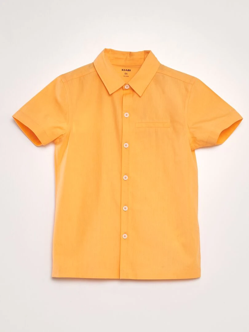 Chemise manches courtes unie Orange