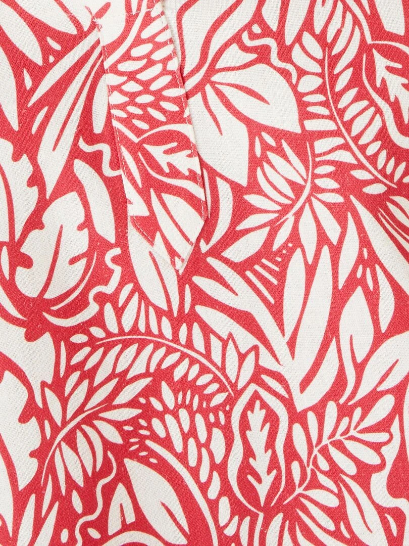 Blouse mélange lin feuillage   Damart   Rouge