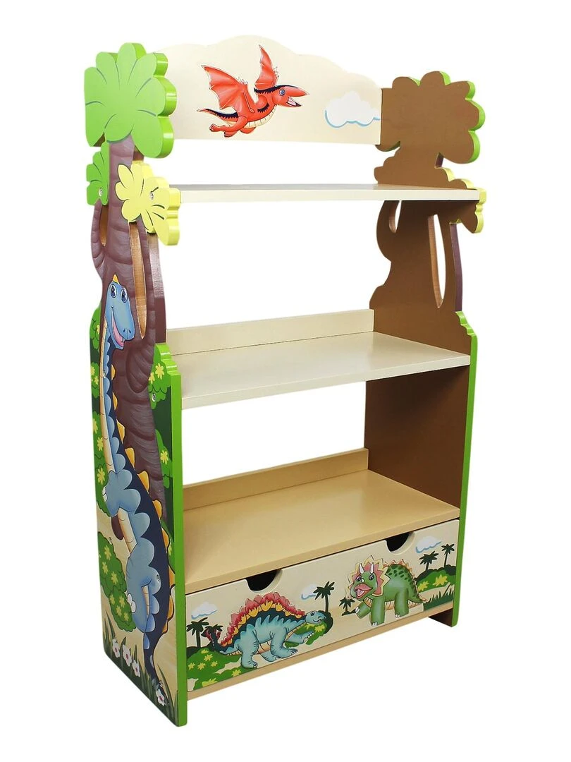 Meuble bibliothèque en bois enfant mixte rangement dinosaure livre jouet Fantasy Fields TD 0069A Marron
