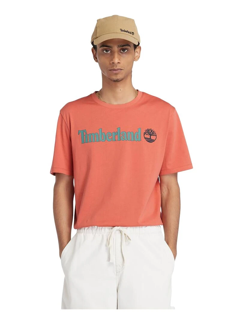 Tee Shirt Timberland Linear Logo Short Sleev   Orange