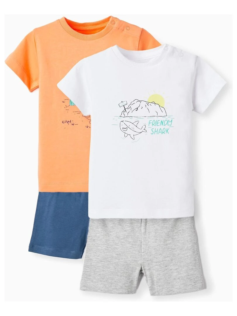 Pack 2 Pyjamas pour Bébé Garçon 'Ocean & Desert' manches courtes BAJA CALIFORNIA Multicolore