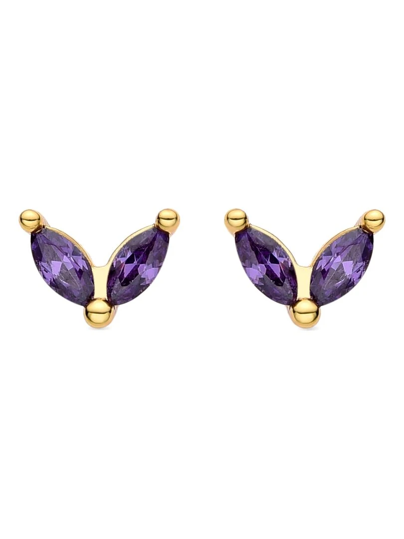 Boucles d'oreilles Katba en zircone d'améthyste finition en or jaune 18 carats Multicolore