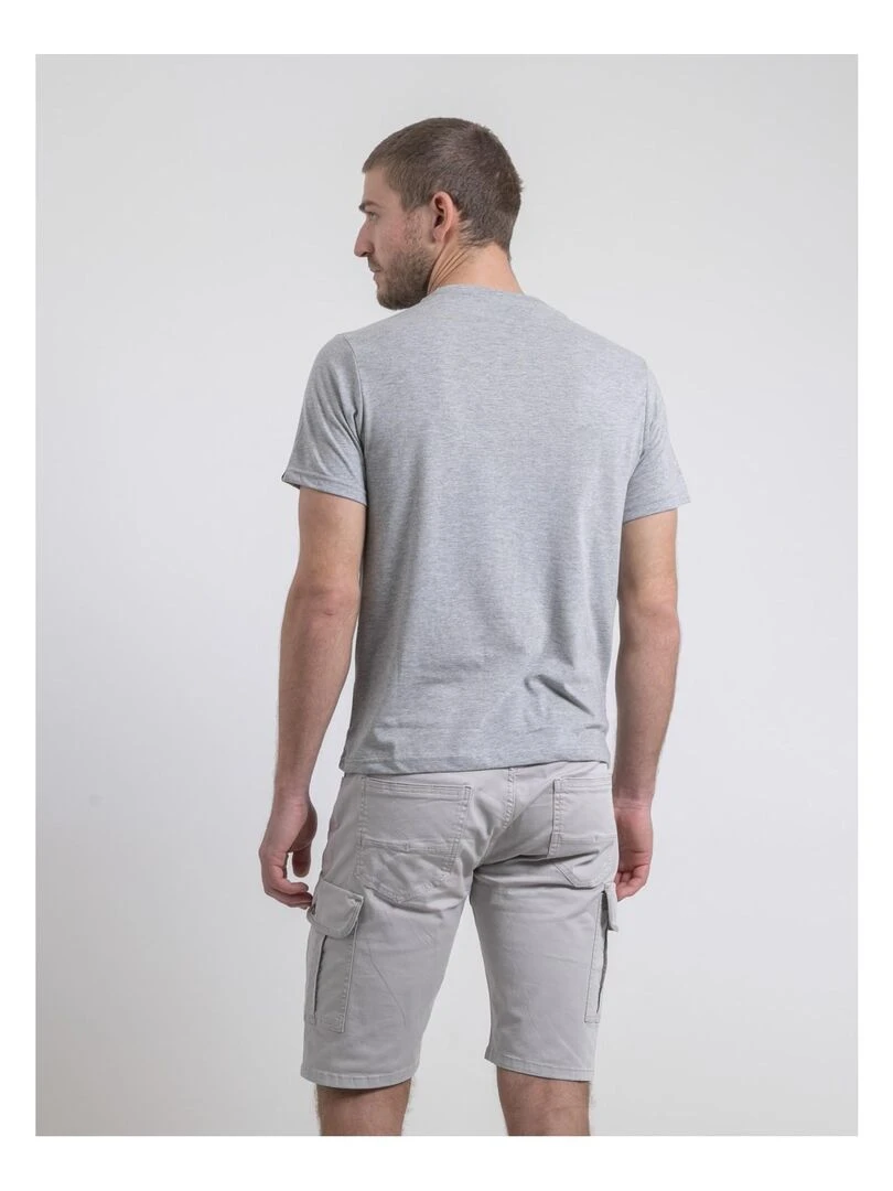 T shirt col rond pur coton NOBENITO Gris