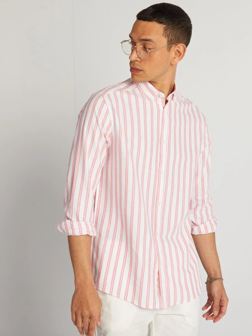Chemise à coupe droite et à rayures Orange/blanc