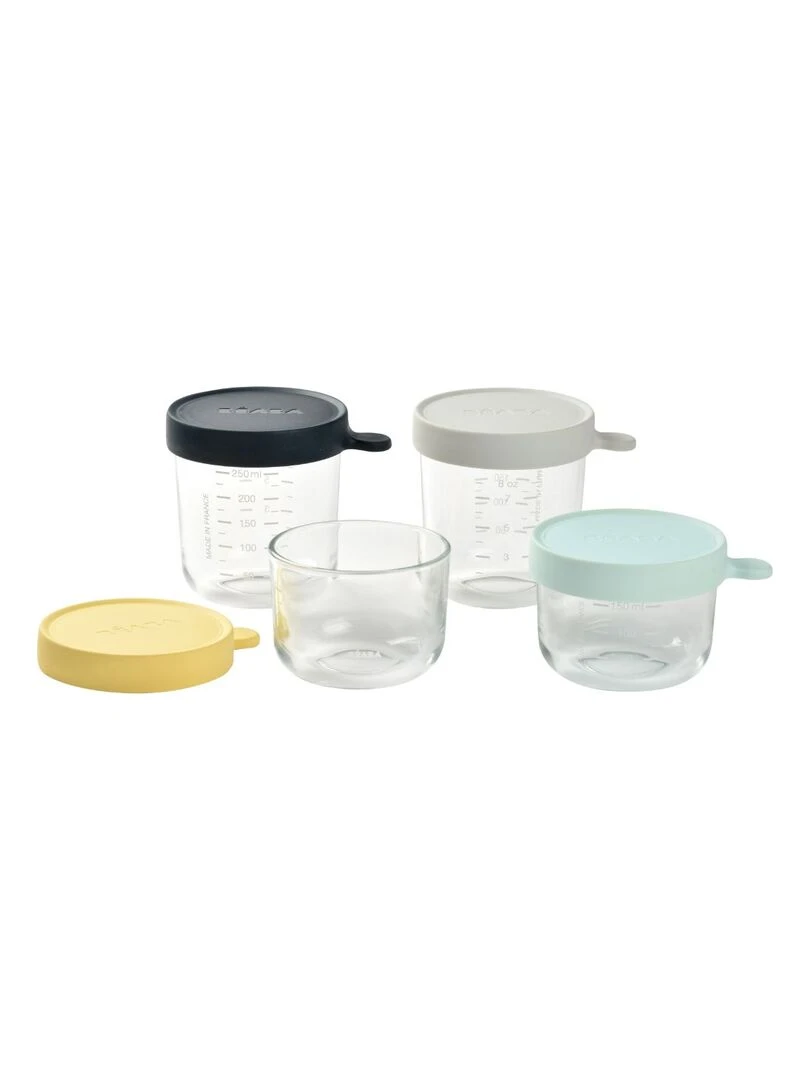 Coffret 4 pots de conservation en verre (150 ml et 250 ml)   Jaune