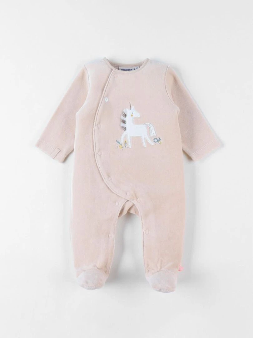 Pyjama 1 pièce licorne en velours Noukie's Beige