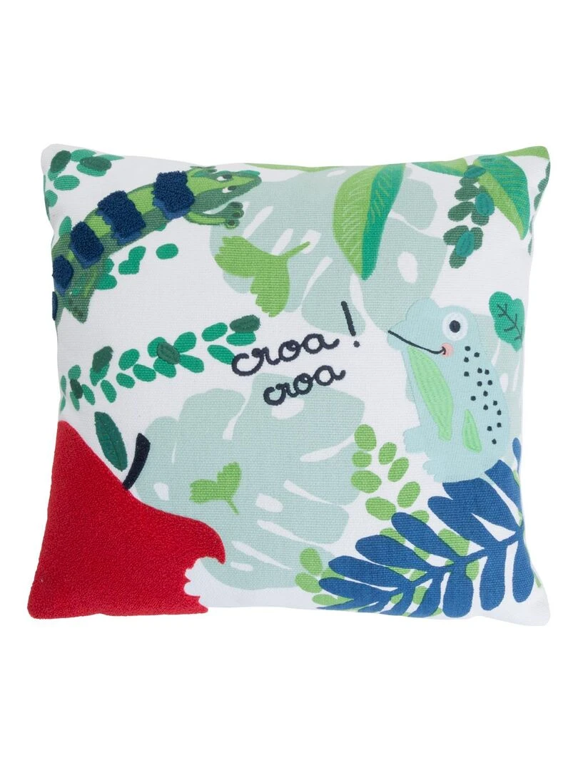 Coussin décoratif Catimini motif forêt 40x40 cm 100% Coton Vert Vert