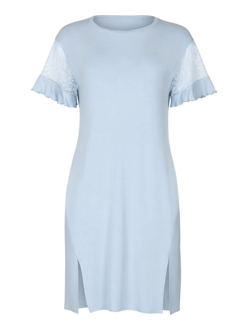 Chemise de nuit manches courtes Smooth   Bleu ciel