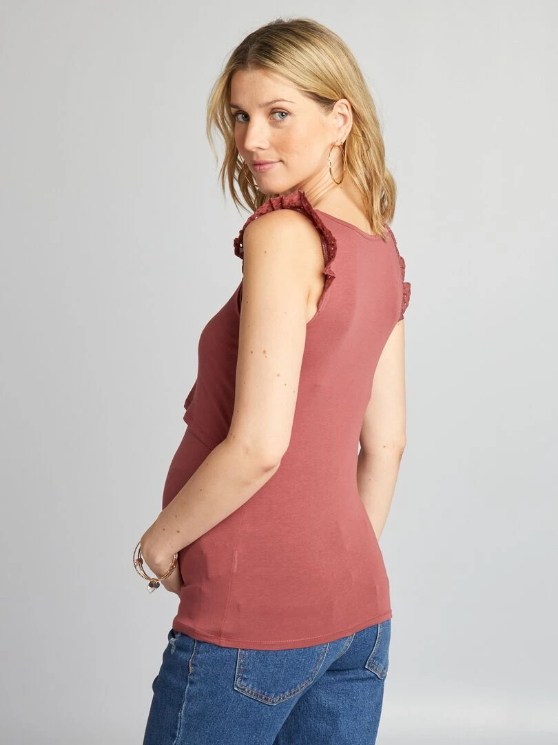 Top allaitement avec ouverture poitrine   rouge brique