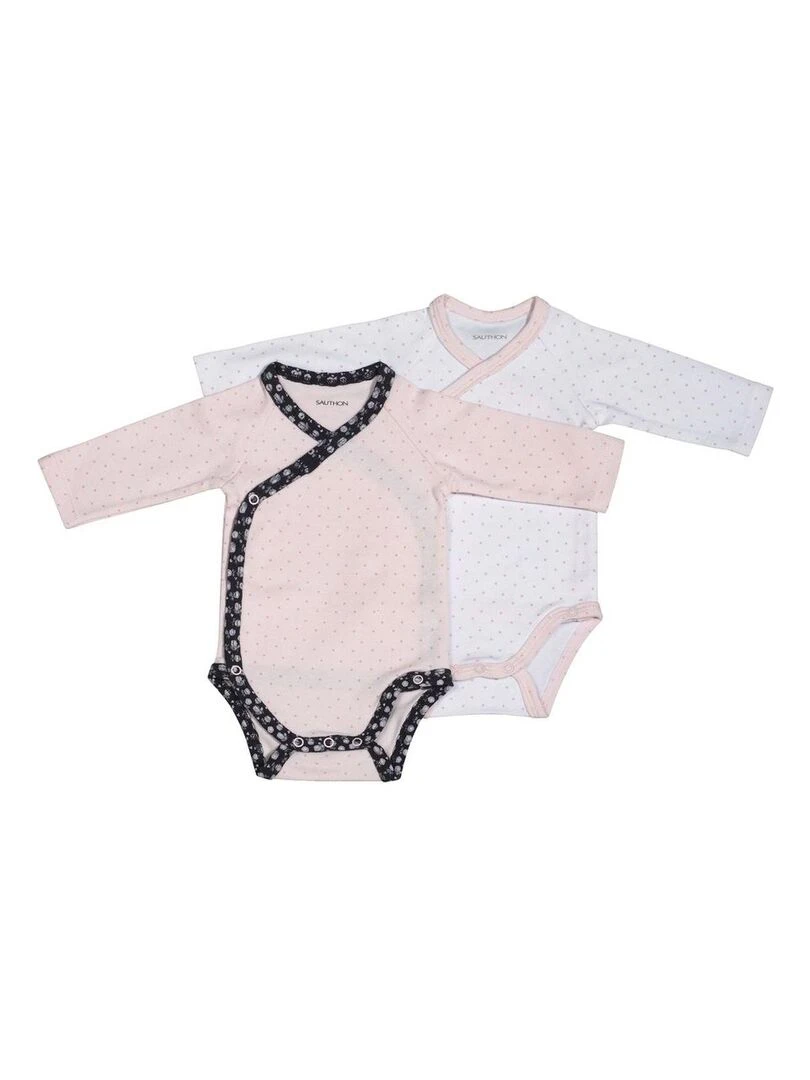Bodies bébé à manches longues Lot de 2 SAUTHON Blanc Rose