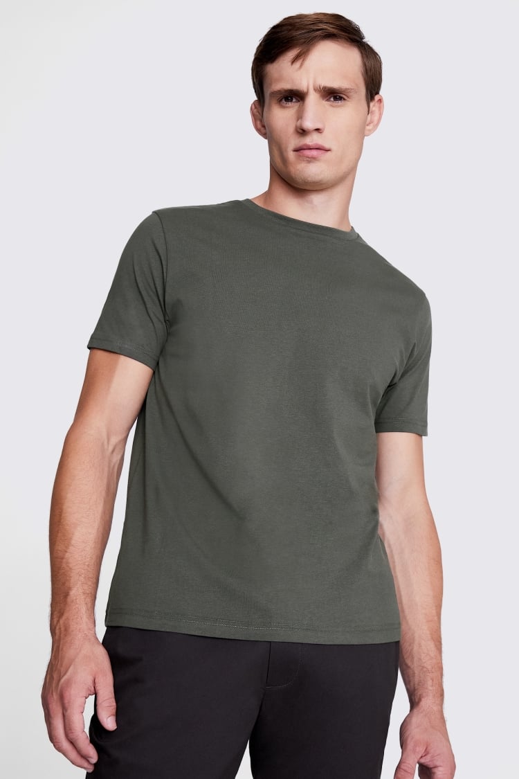 Khaki Crew-Neck T-Shirt Buy Online at Moss