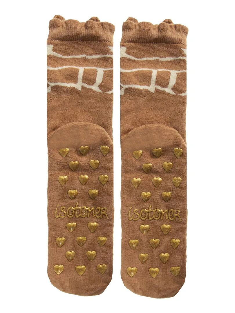 Chaussettes antidérapantes Girafe 27/34   Marron