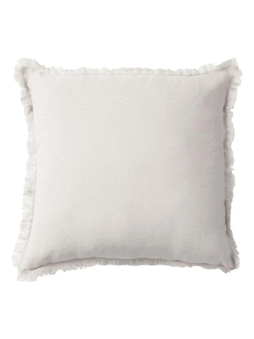 Coussin en lin bords effilés 'Deko&co' Blanc