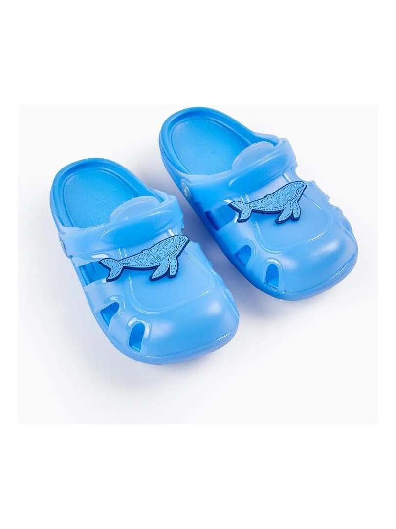 Sandales Clogs pour Garçon 'Baleine Bleue Delicious' Bleu