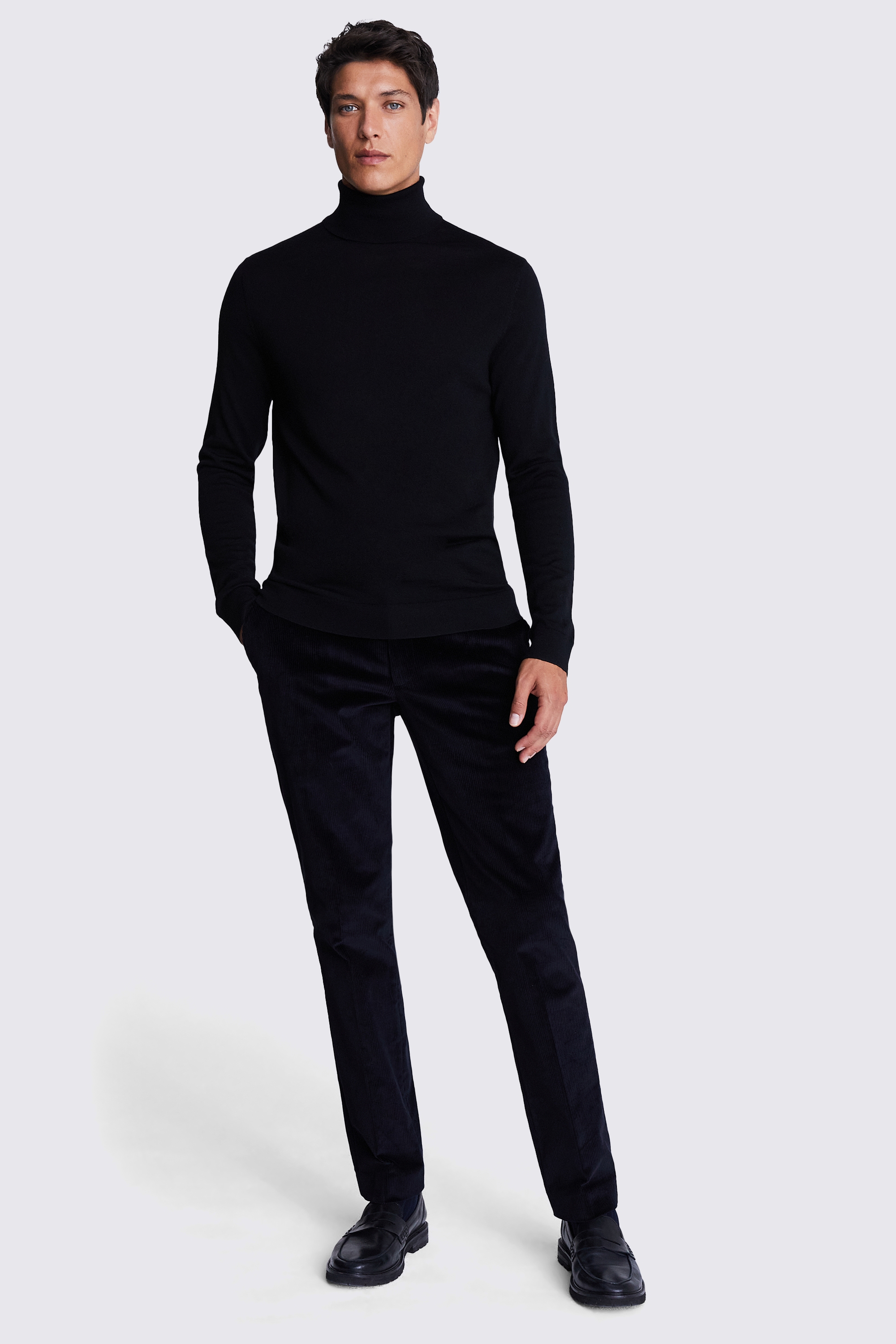 Slim Fit Ink Corduroy Trousers   Buy Online at Moss