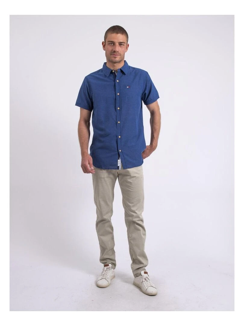 Chemise manches courtes pur coton DIMOTOX   Bleu