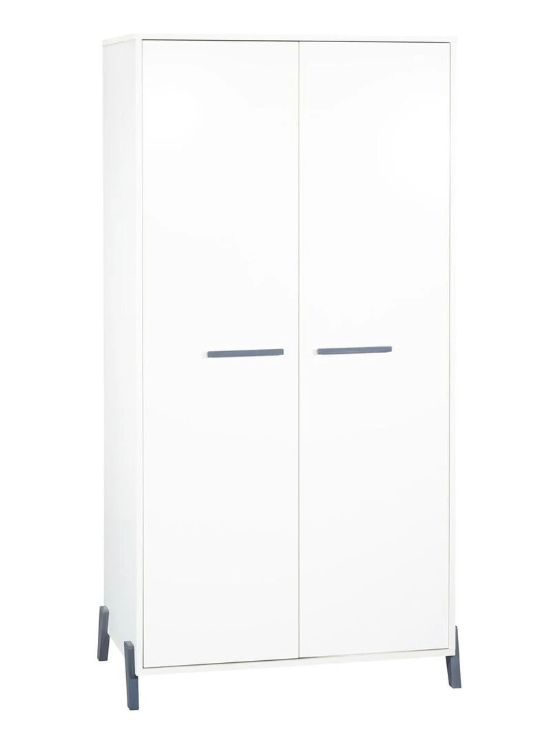 Armoire bébé 2 portes sur pieds en bois blanc BABYPRICE Blanc Gris
