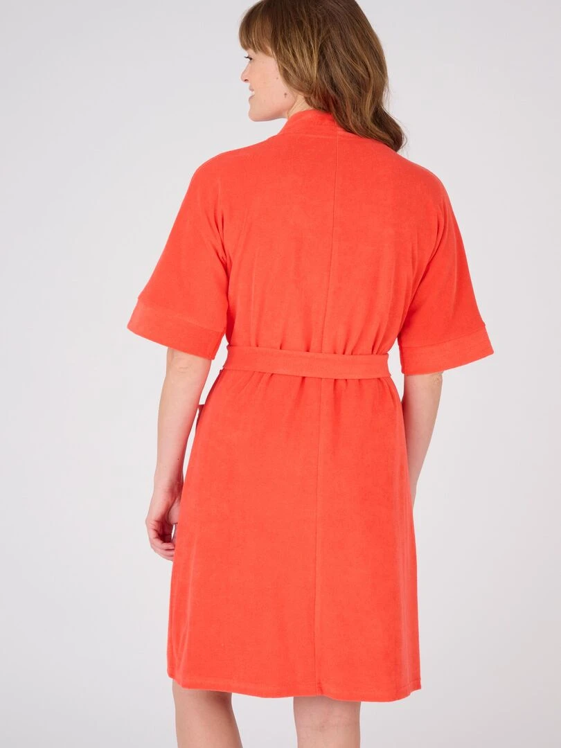 Robe de chambre forme kimono  maille bouclette    Damart   Rouge