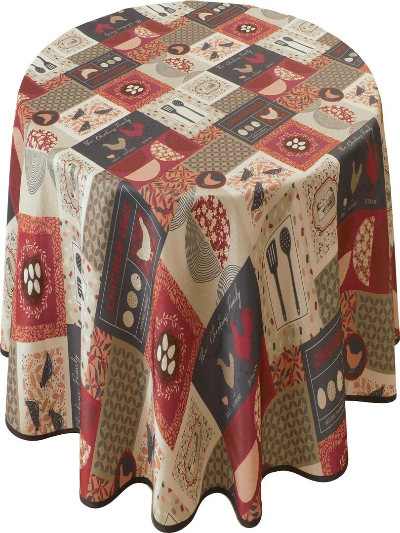 Nappe Anti taches Chicken rouge Ronde 160 cm Rouge