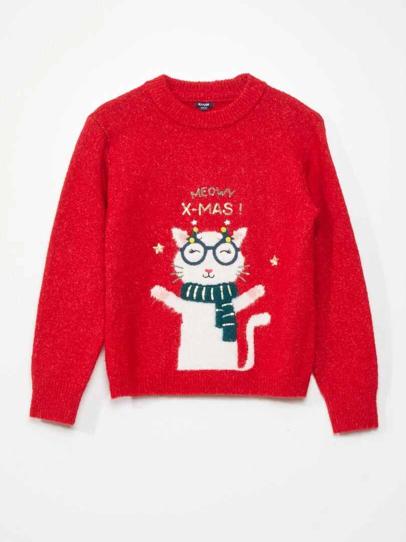 Pull de Noël avec bonhomme de neige Rouge