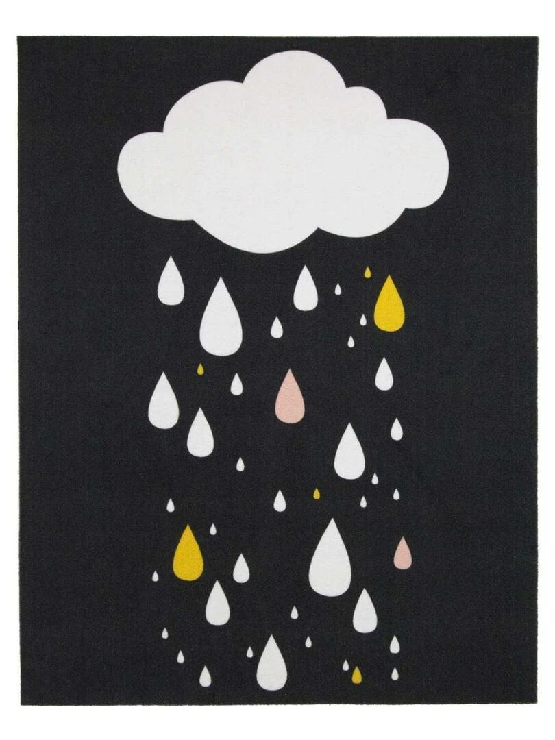 Tapis enfant RAINDROPS BLACK MD Noir 95x125 Fait en Europe en nylon Noir