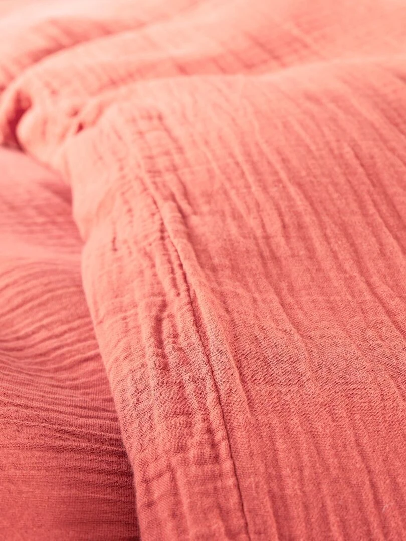 Parure de couette "Gaze de Coton" 140 x 200 pour lit 1 place   Rose