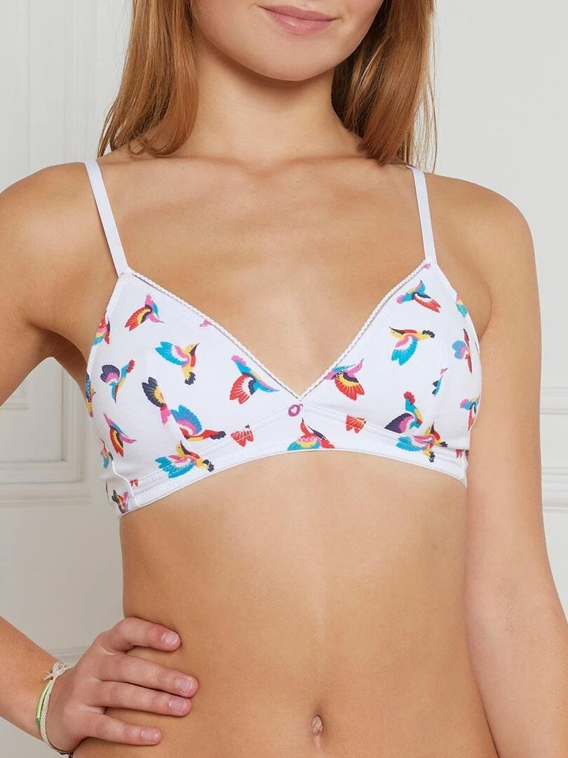 Soutien gorge triangle sans coques en coton CLEM   Morgan Junior   Blanc