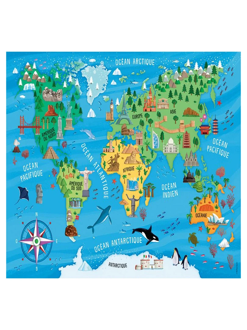 Puzzle 100 P  Carte Du Monde Des Monuments   N/A