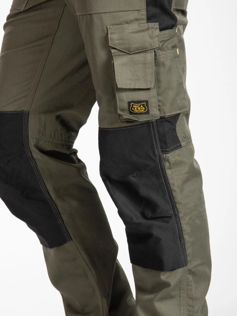 Pantalon de travail normé coupe droite MOBILON 'Rica Lewis' Kaki