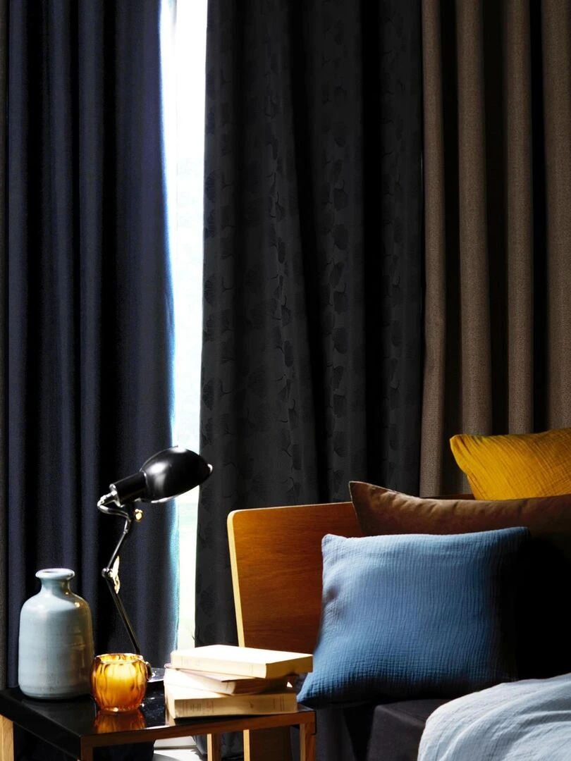 Rideau d'ameublement uni 100% occultant   Gris clair