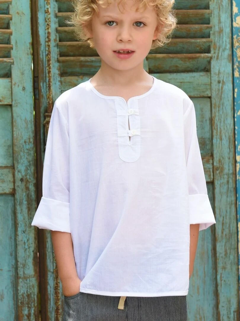 Chemise Légère Blanche Été Garçon Voile Coton ROBINSON La Faute à Voltaire Blanc