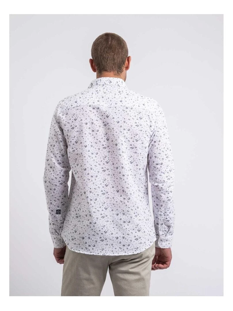 Chemise manches longues motifs DOGABIN Blanc