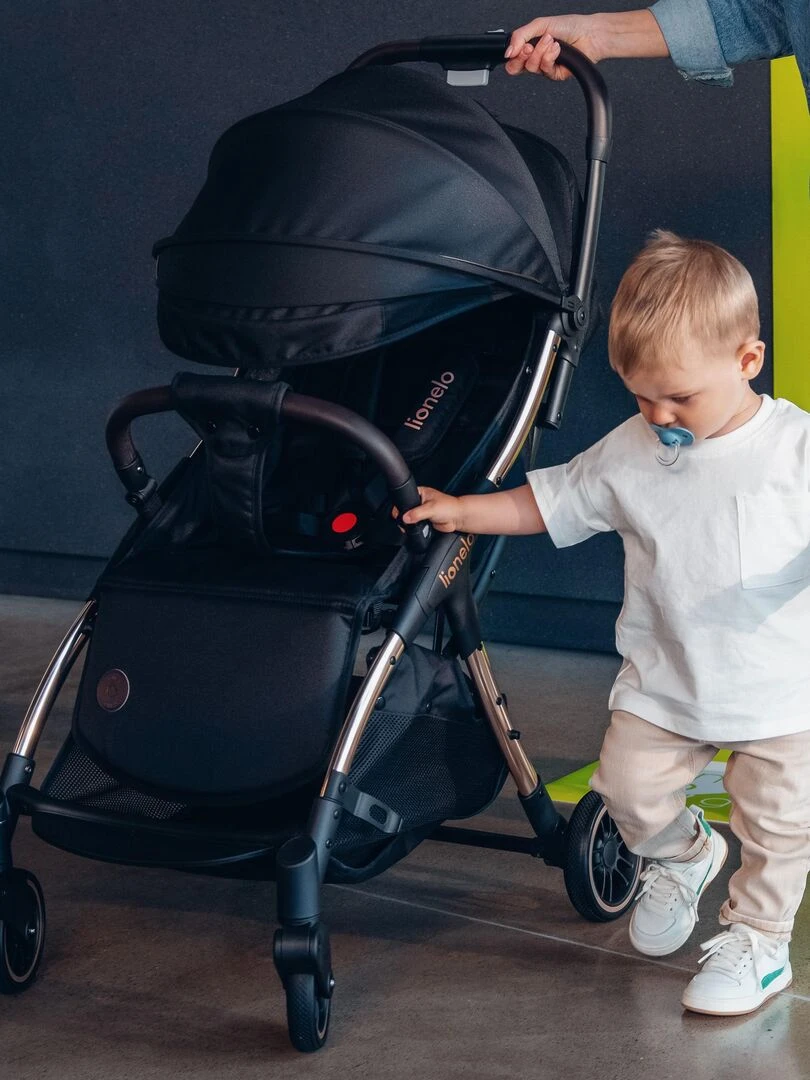 LIONELO Julie One Poussette canne Jusqu'à 22 Kg Légère & pliable Accessoires Noir/Or Noir Doré