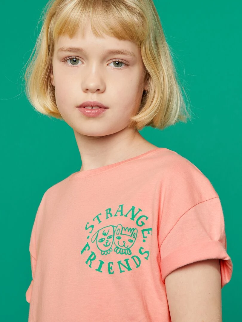 Tee shirt à col rond X Little Bad Wolf   Rose