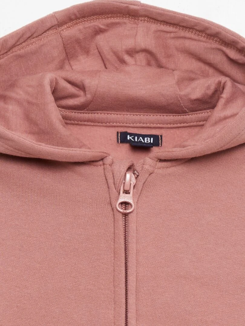 Sweat zippé en molleton   Rose
