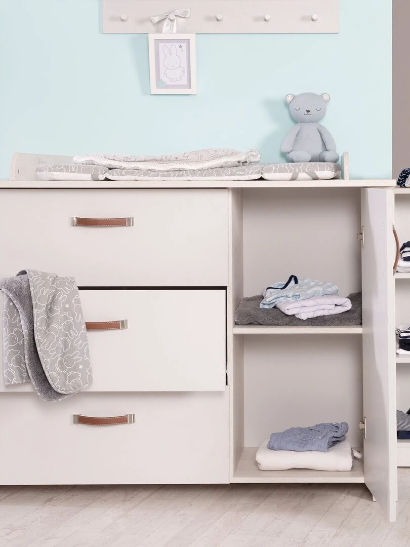 ROBA Commode à Langer "Mila" avec Plan Amovible   Fermeture Progressive   Hauteur à langer 90 5 cm   Gris clair